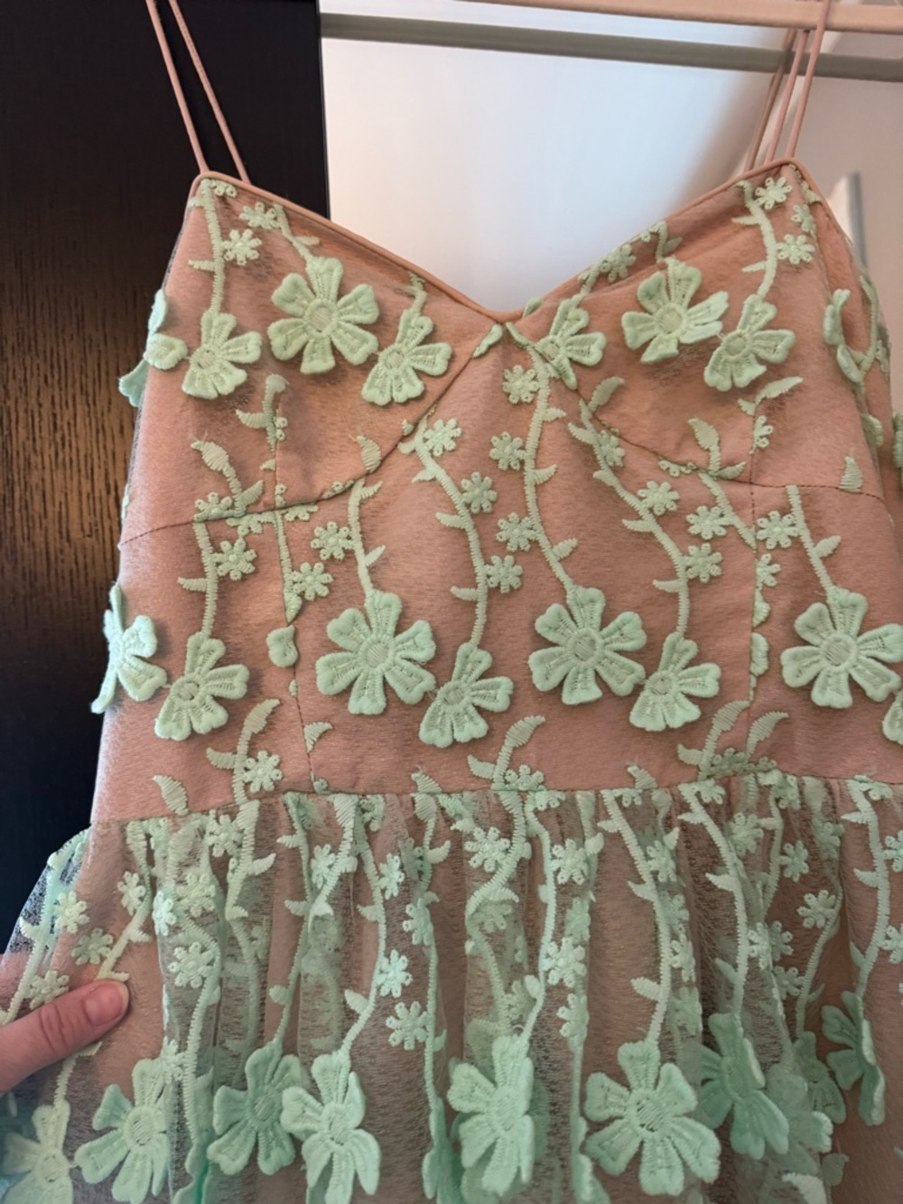 Endless Rose Mint Floral Appliqué Tiered Midi Dress - Picture 2 of 7
